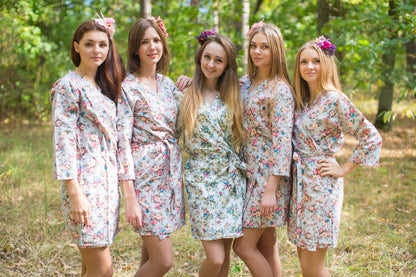 Gray Vintage Chic Floral Pattern Bridesmaids Robes-4