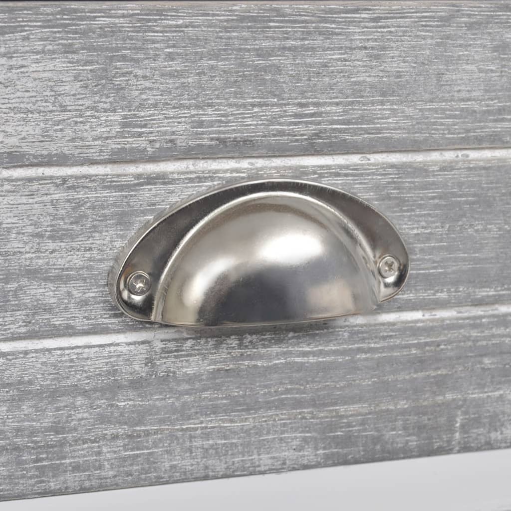 NNEVL Nightstand Grey and White 38x28x45 cm Paulownia Wood-2
