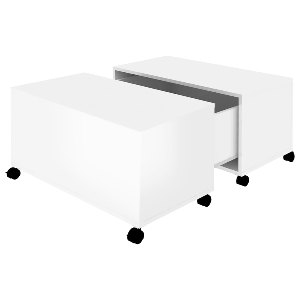 NNEVL Coffee Table High Gloss White 75x75x38 cm Chipboard-1