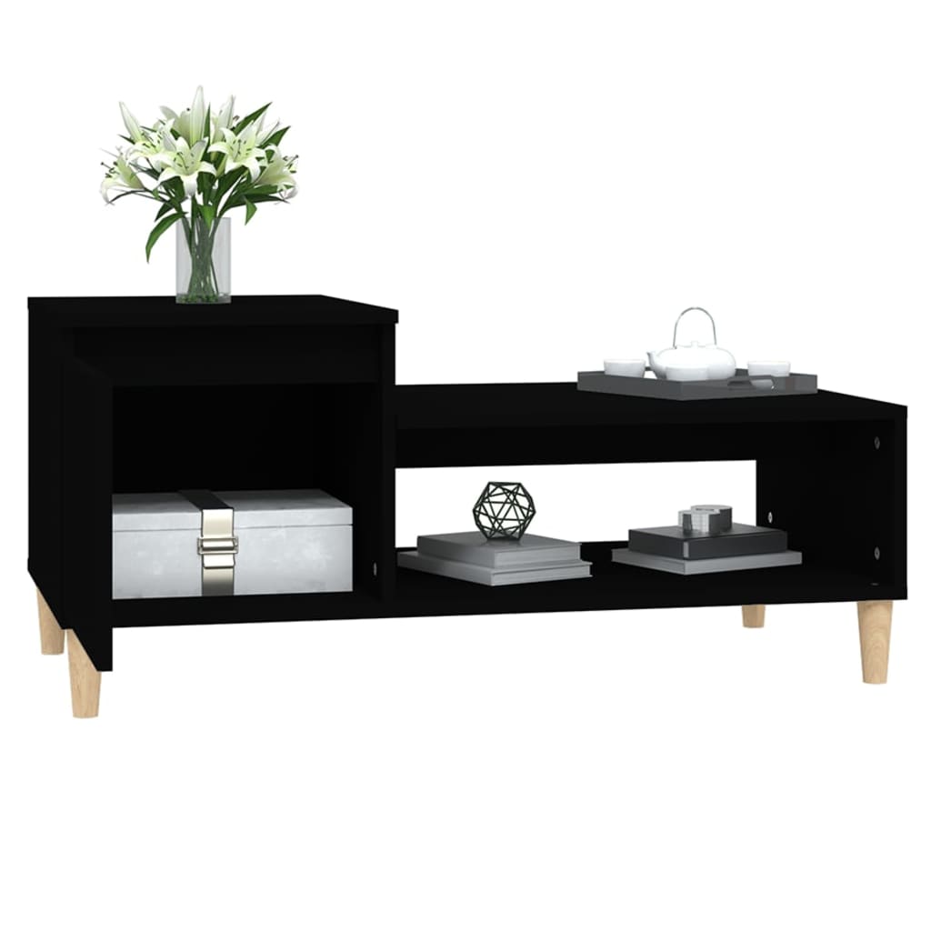 NNEVL Coffee Table Black 100x50x45 cm Engineered Wood-3