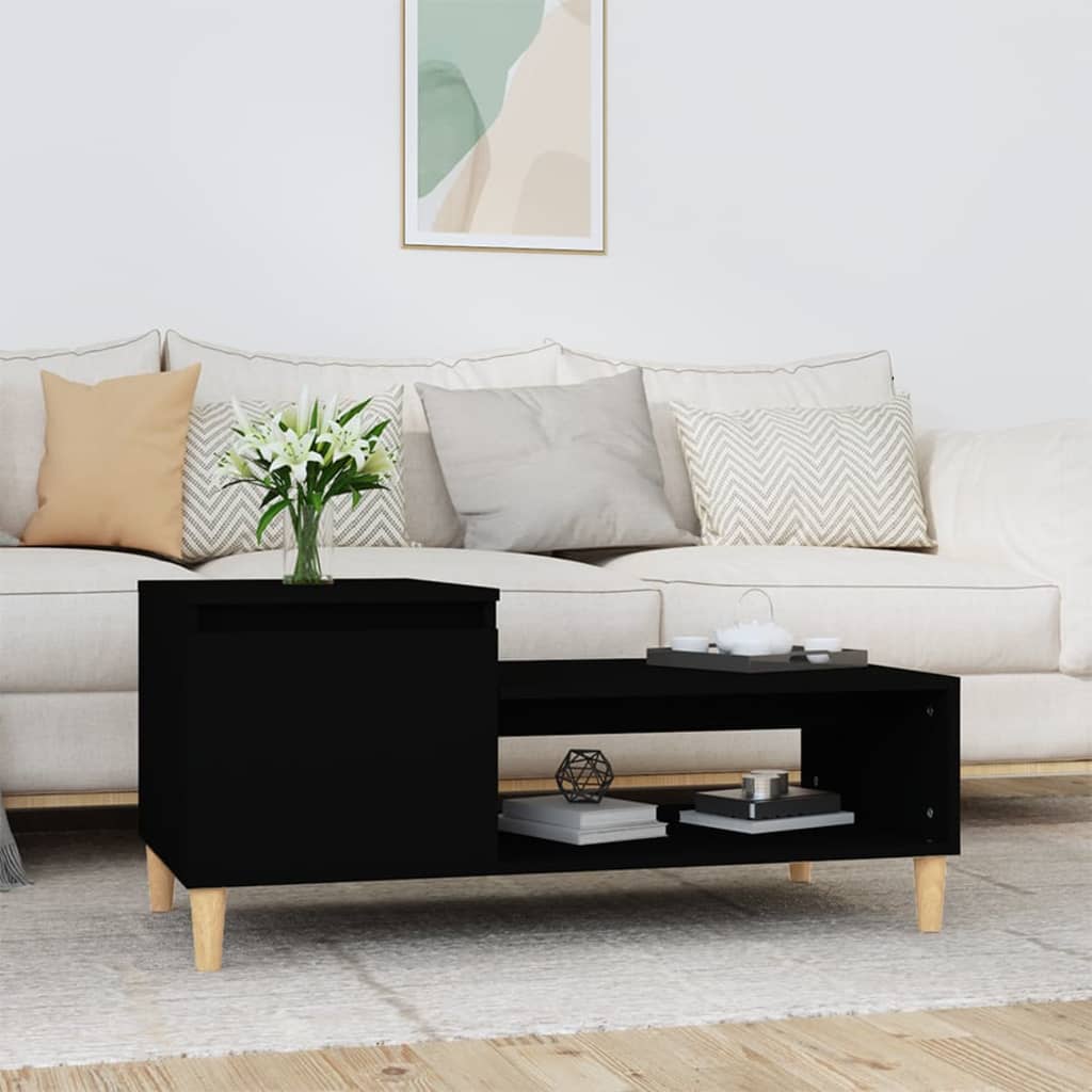 NNEVL Coffee Table Black 100x50x45 cm Engineered Wood-0