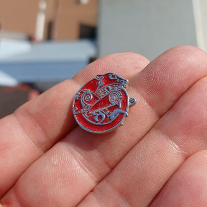 Viking Dragon Silver Pendant, Viking Dragon Pendant, Sterling Silver Amulet, Viking Pendant, Red Dragon Pendant-4