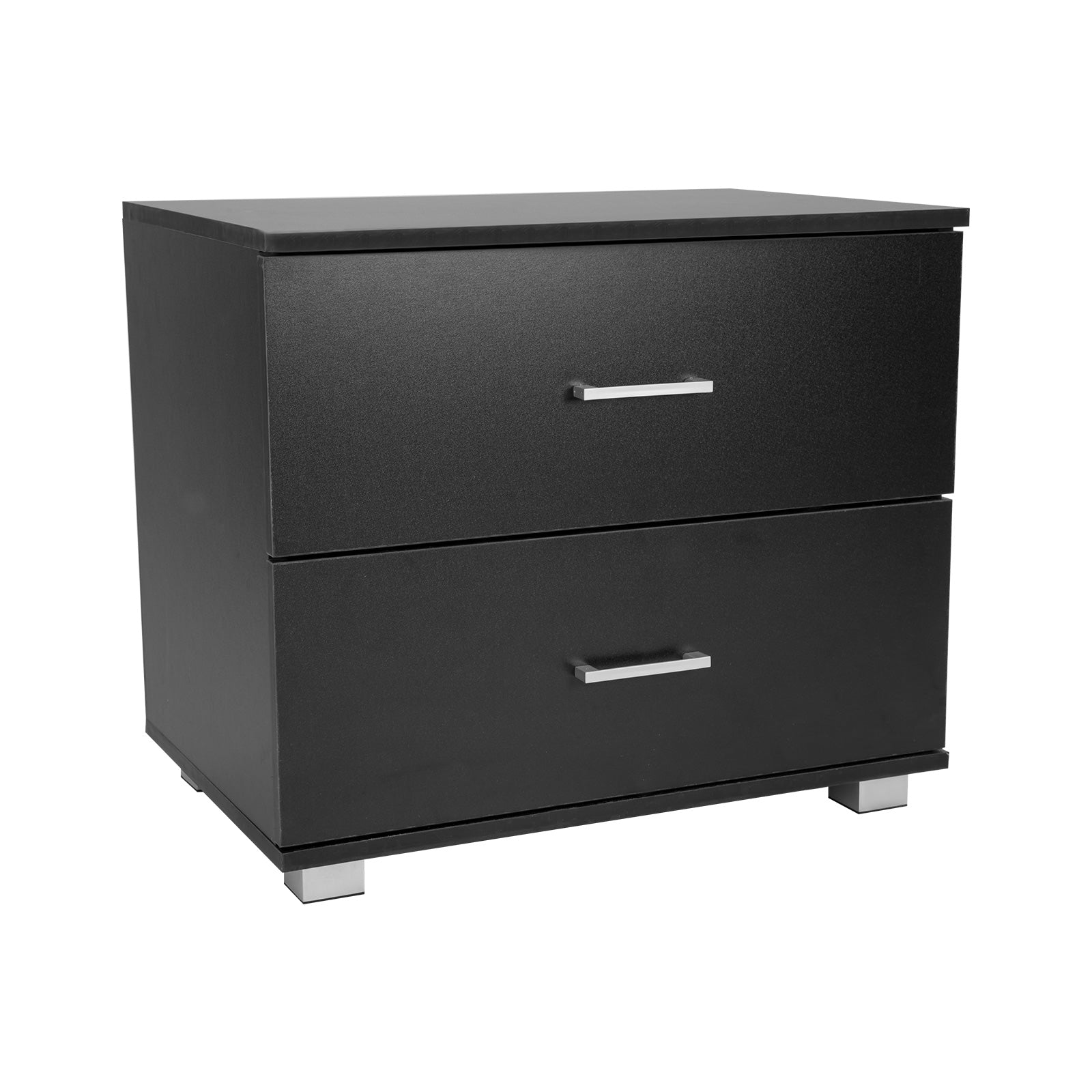NNEDPE Bedside Table with Drawers MDF Wood - Black-0