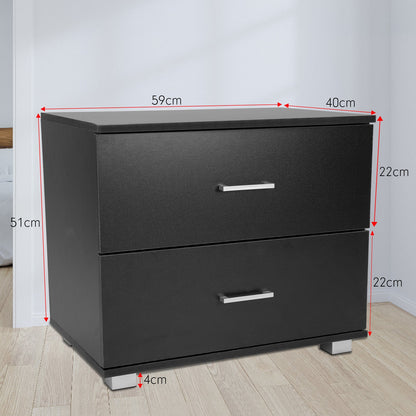 NNEDPE Bedside Table with Drawers MDF Wood - Black-1