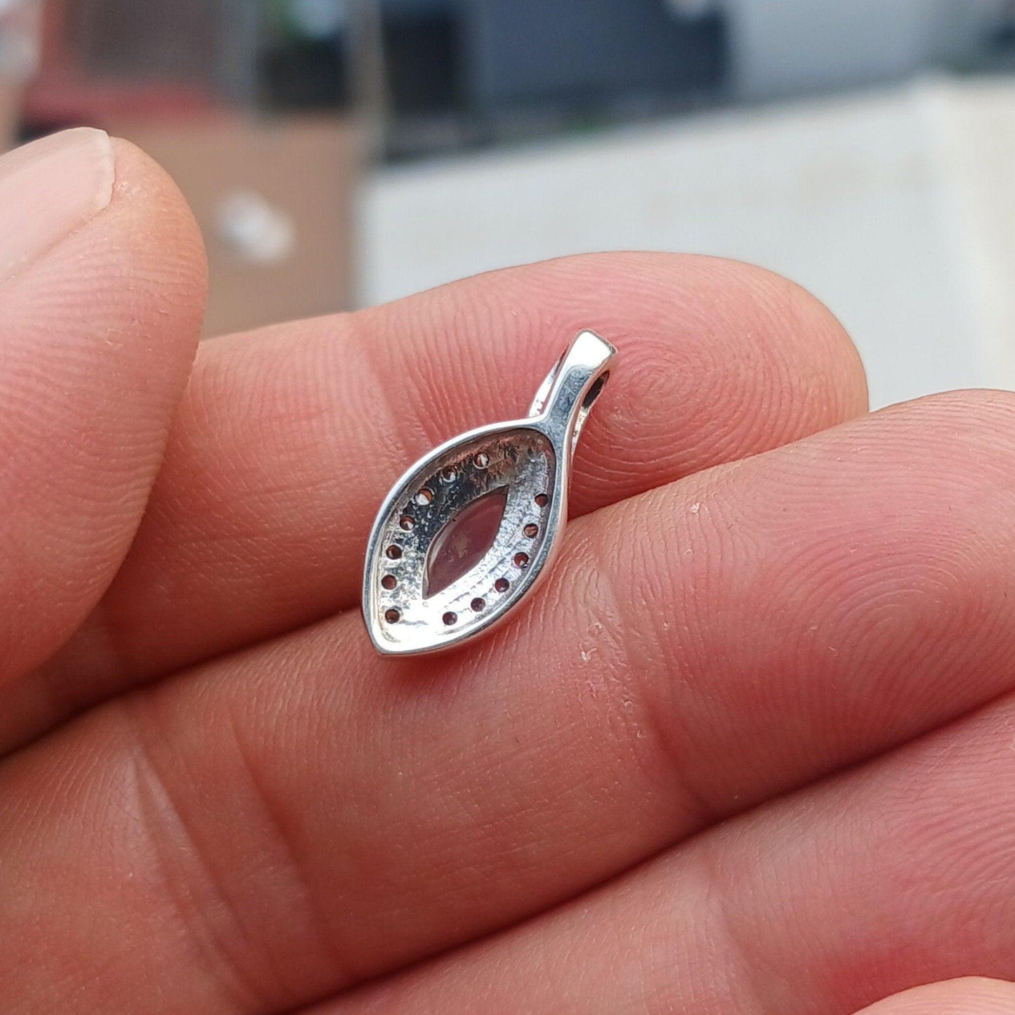 Moonstone Pendant, Charm Pendant, Sterling Silver Pendant, Moonstone Necklace, Ceylon Moonstone and 17 CZ, gift for her, Moonstone Charm-2