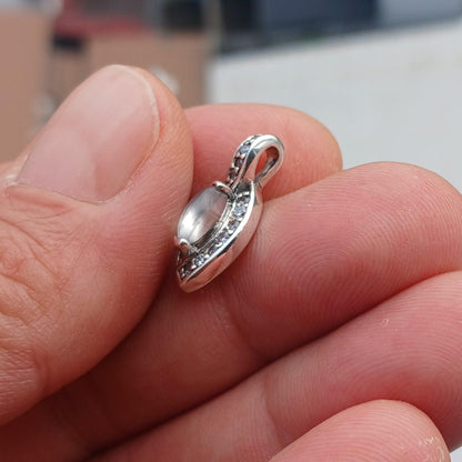 Moonstone Pendant, Charm Pendant, Sterling Silver Pendant, Moonstone Necklace, Ceylon Moonstone and 17 CZ, gift for her, Moonstone Charm-4