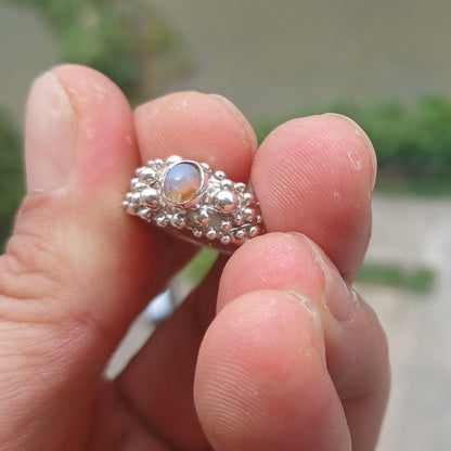 Opal Ring, Gemstone Ring, Sterling Silver Ring, Solitaire Ring, oval shaped Opal - Minimalist Design, Opal silver ring, Gift for Her, Size 8-3