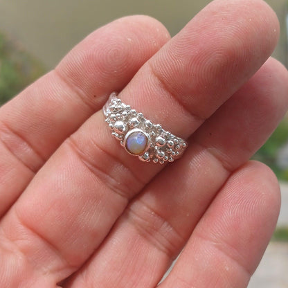 Opal Ring, Gemstone Ring, Sterling Silver Ring, Solitaire Ring, oval shaped Opal - Minimalist Design, Opal silver ring, Gift for Her, Size 8-4