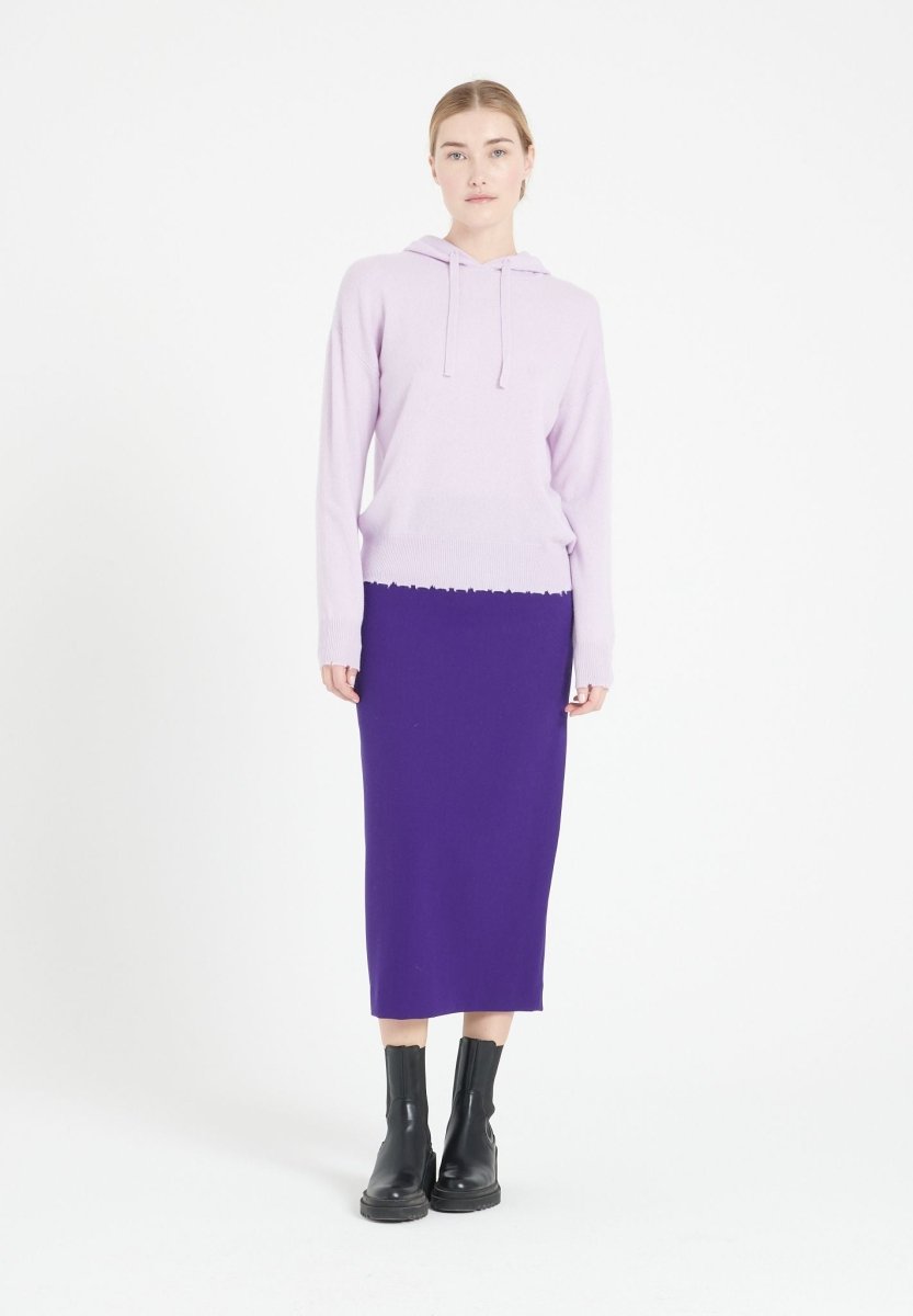 Sweat à capuche femme en cachemire lilas - MIA 16-1