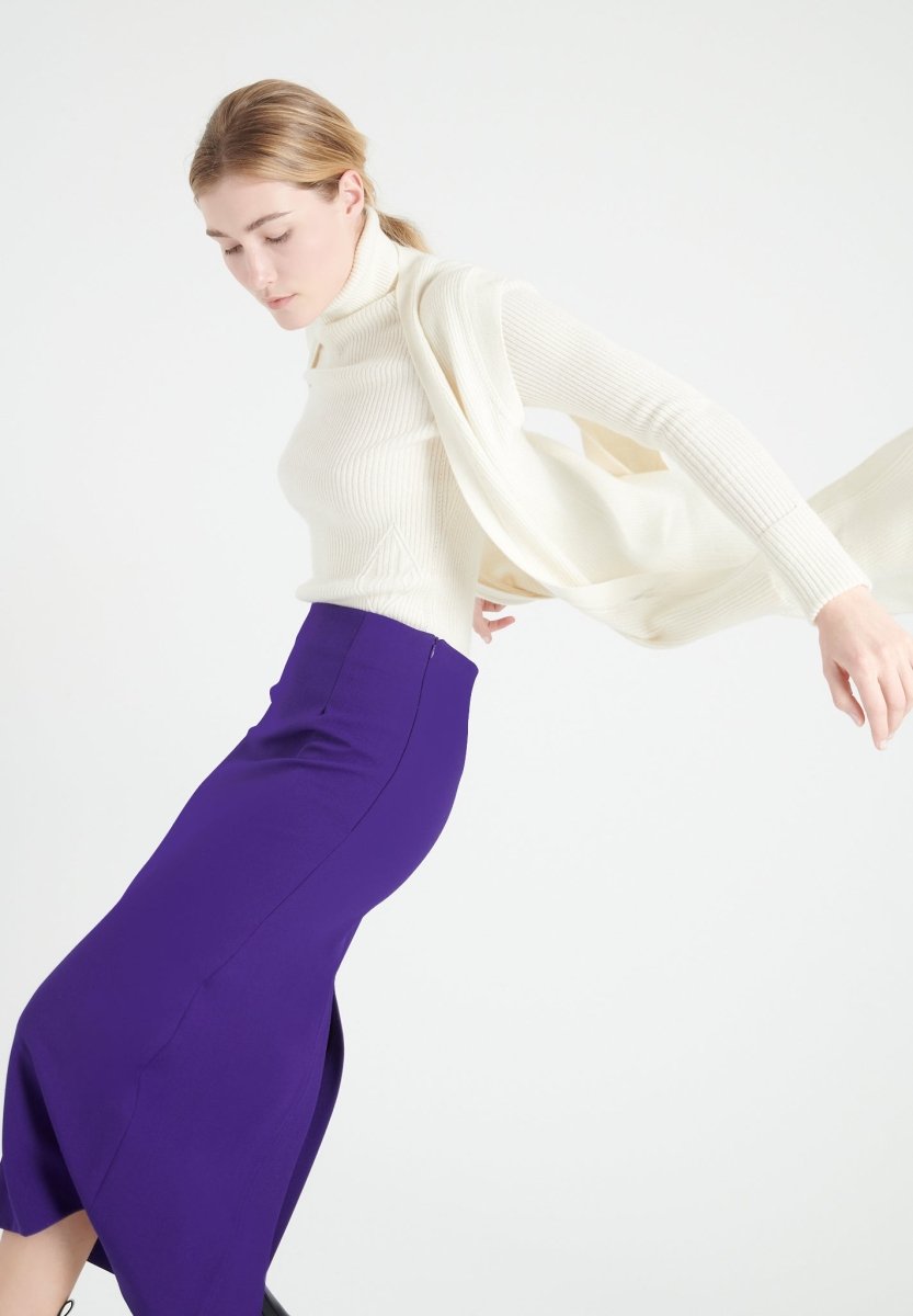 Gilet long sans manches femme en cachemire blanc écru - MIA 6-1