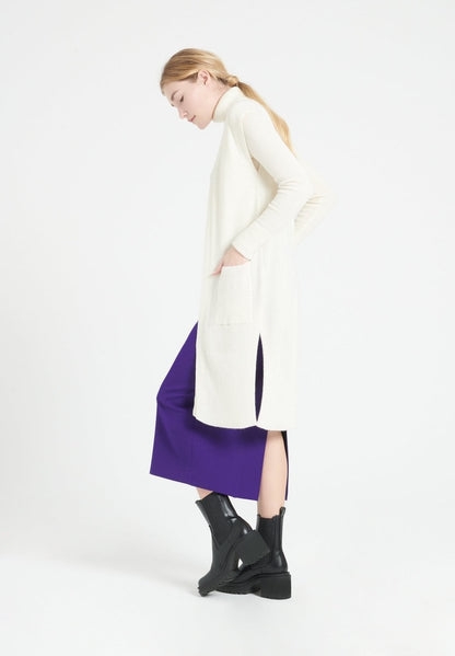 Gilet long sans manches femme en cachemire blanc écru - MIA 6-2