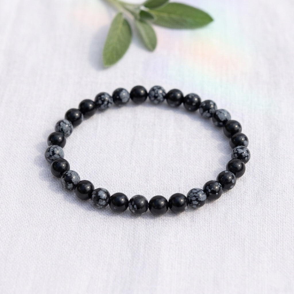 Obsidian snow bracelet