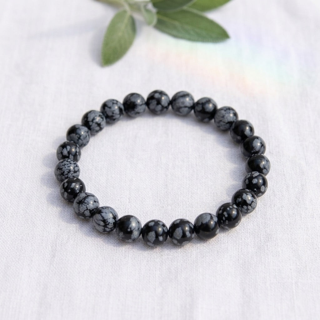 Obsidian snow bracelet